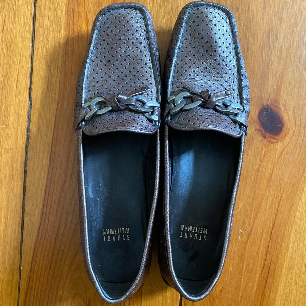 Stuart Weitzman Driving Loafer Metallic Bronze